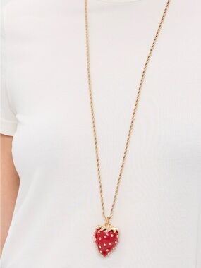 Kenneth Jay Lane Gold-Tone Chain with Red Strawberry Pendant